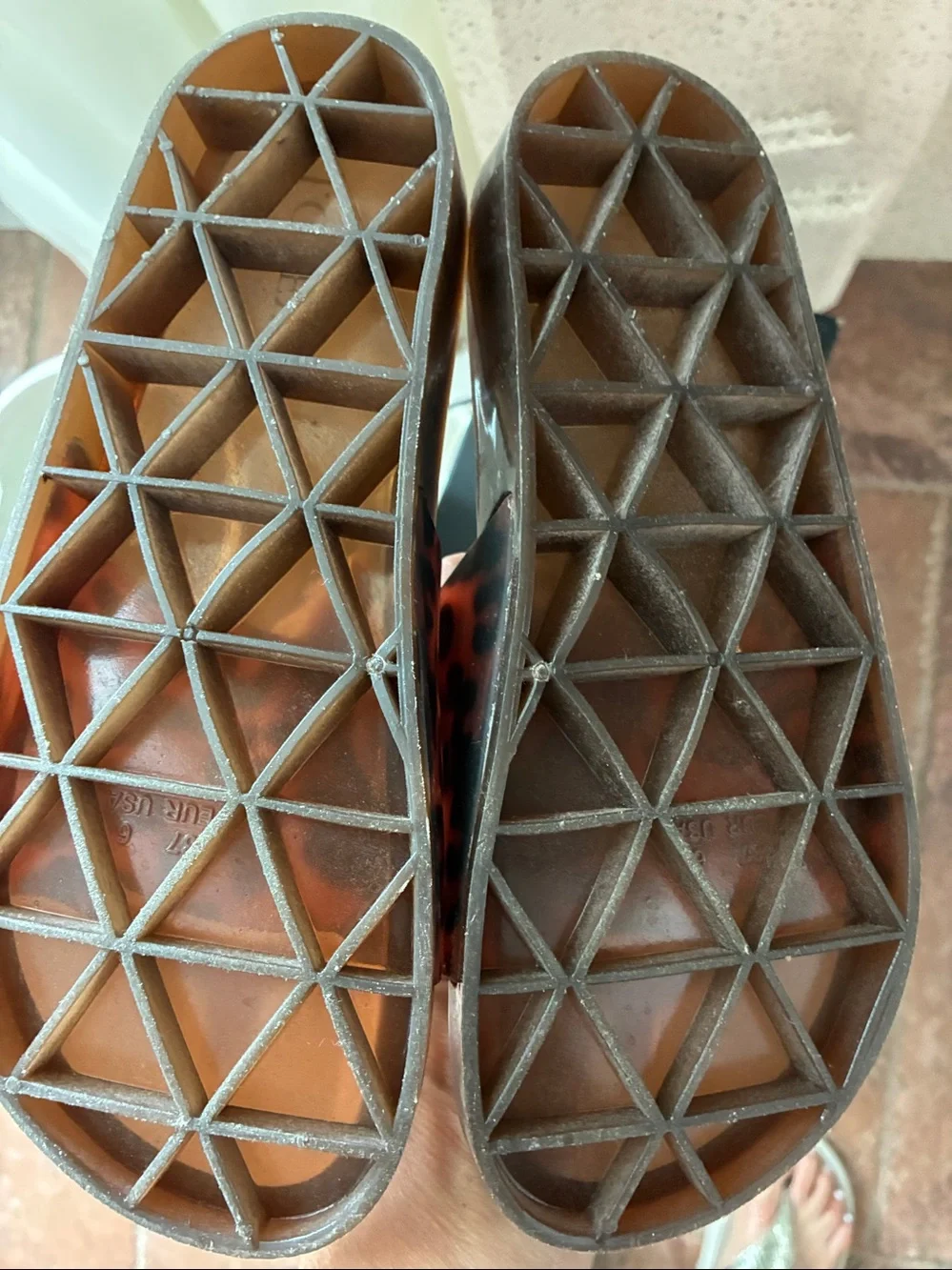 J. Crew Brown and Black  Tortoise Pool Slide Sandals